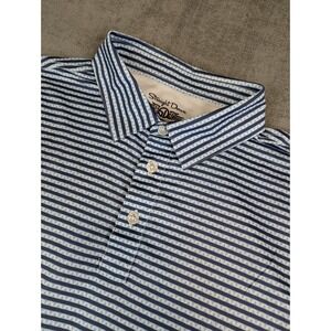 Straight Down Performance Polo Shirt Mens L Blue Geometric Golf Stretch Striped